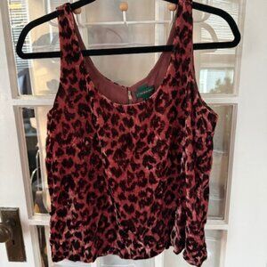 J Crew Printed Velvet Tank Top (Leopard) Size 2